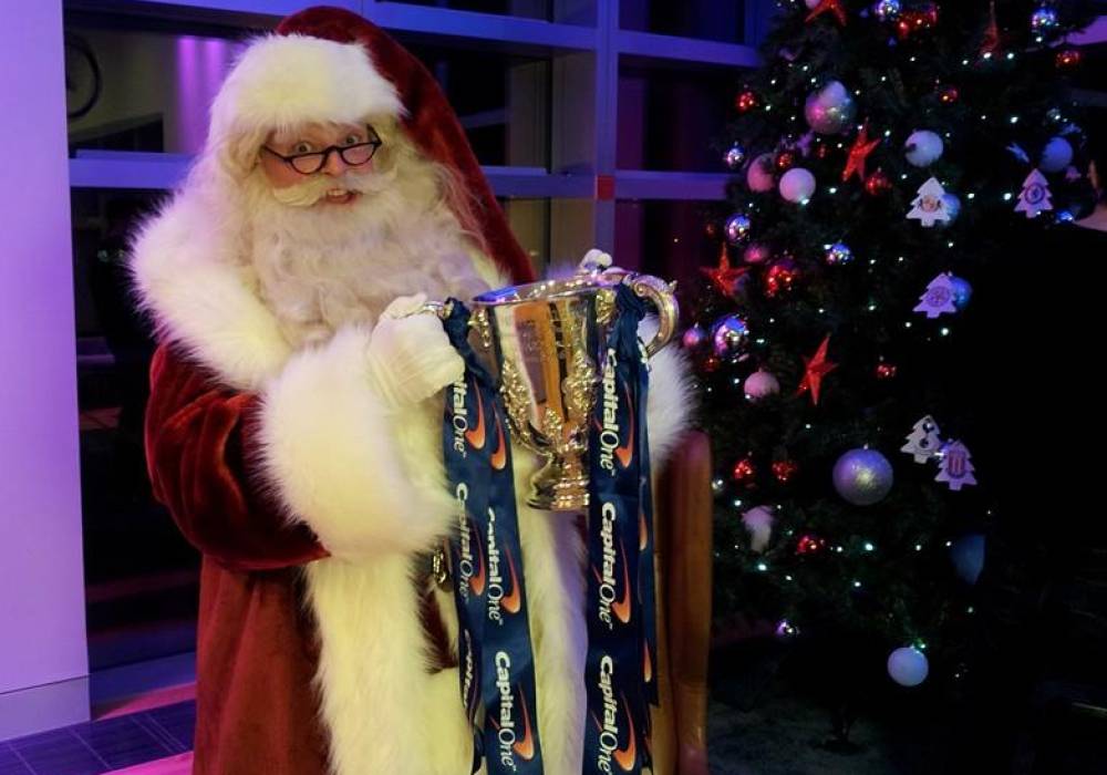 Santa TV Presenter with Capital One Cup